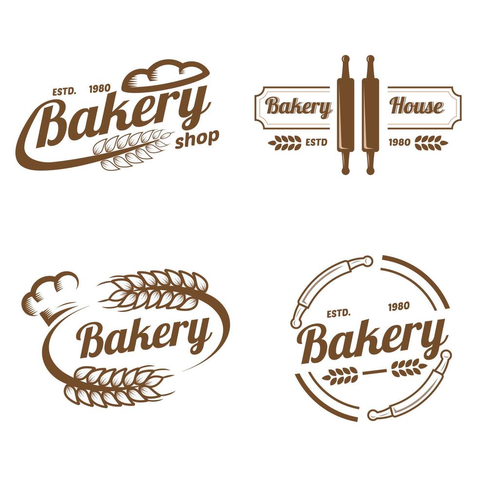 samling bageri logotyp design mall vektor. årgång stil logotyp vektor