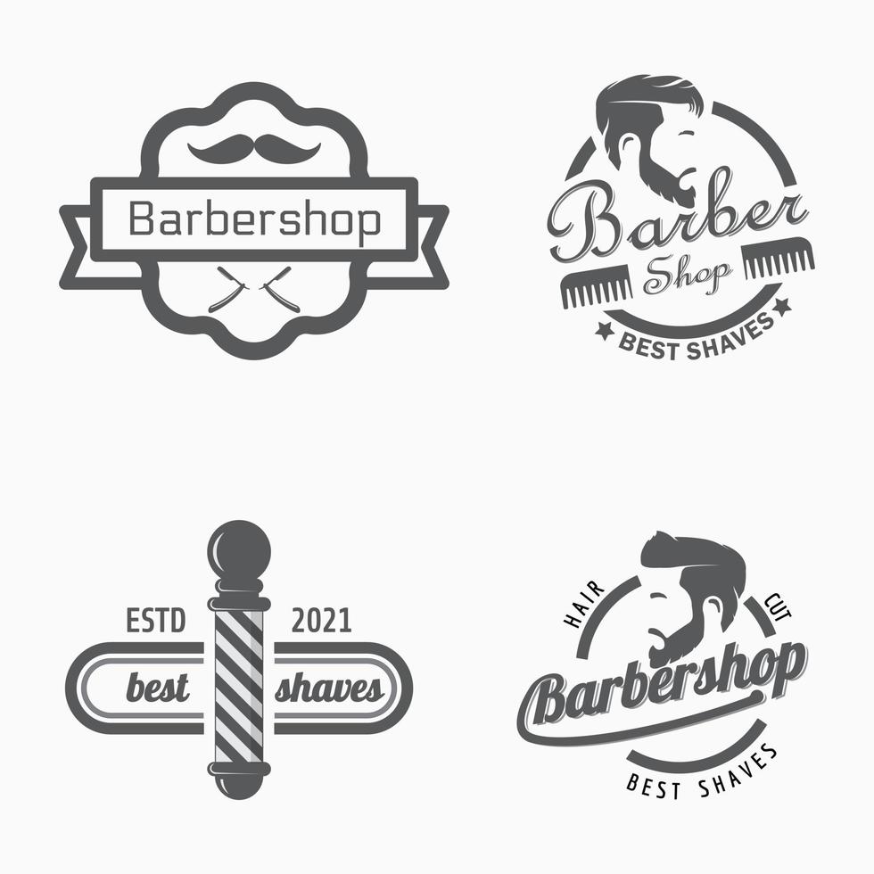 samling barberare affär logotyp design mall. årgång stil logotyp vektor