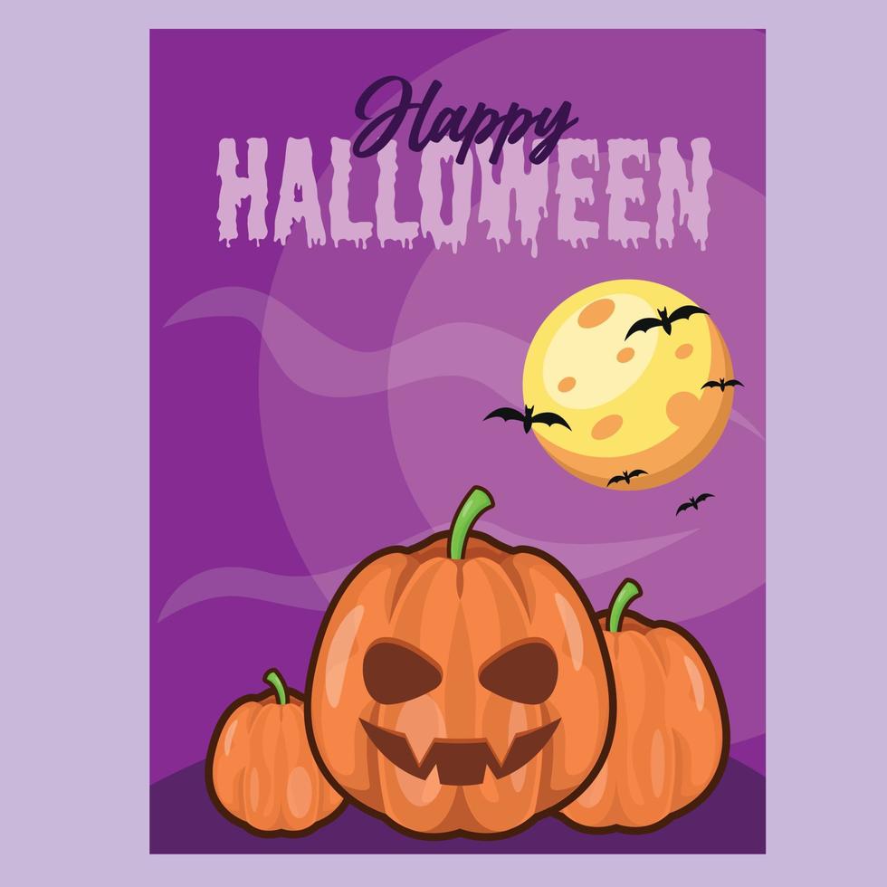 gespenstisches halloween-banner mit kürbiskopf-illustrationsvektor vektor