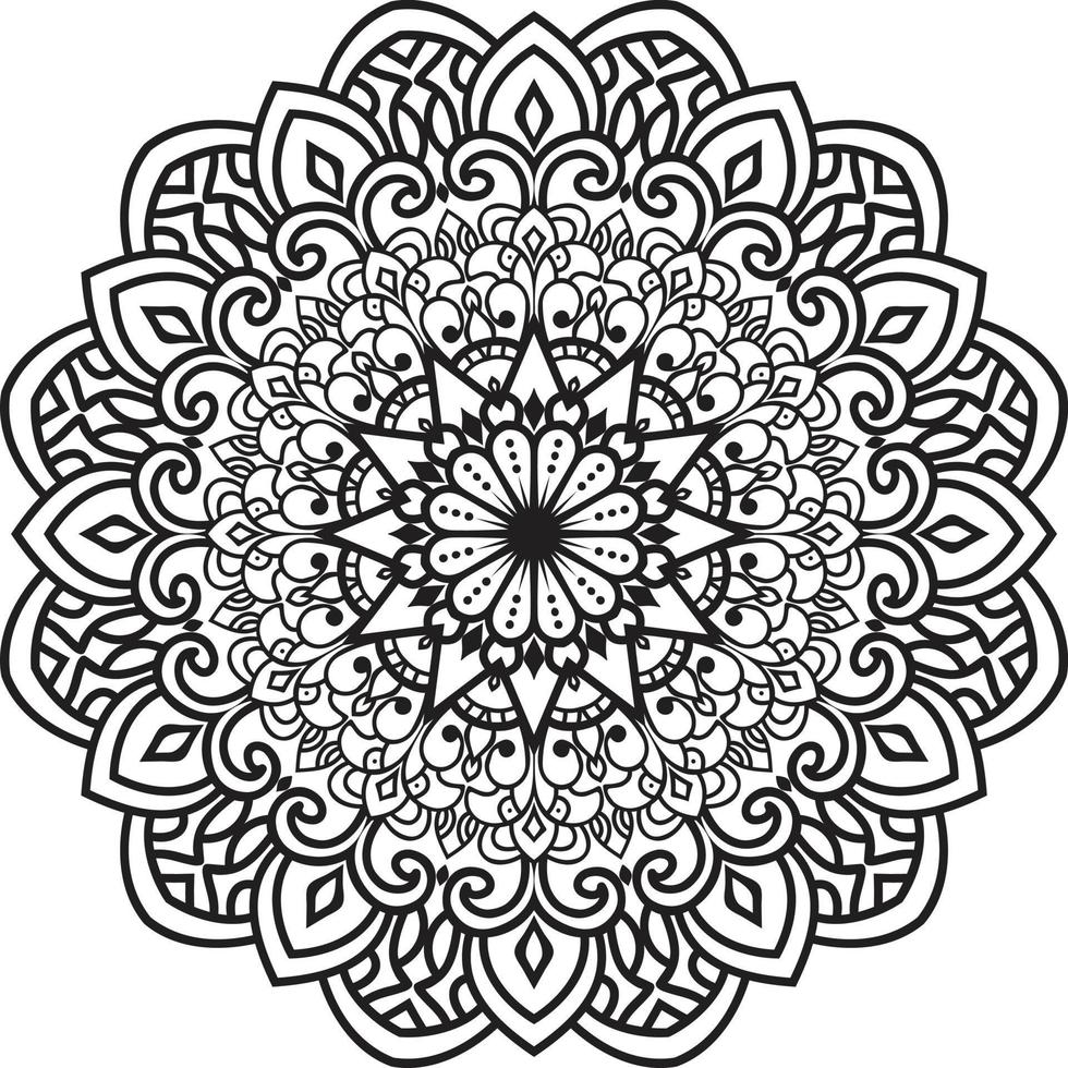 mandala mönster konst bakgrund svart och vitt vektor