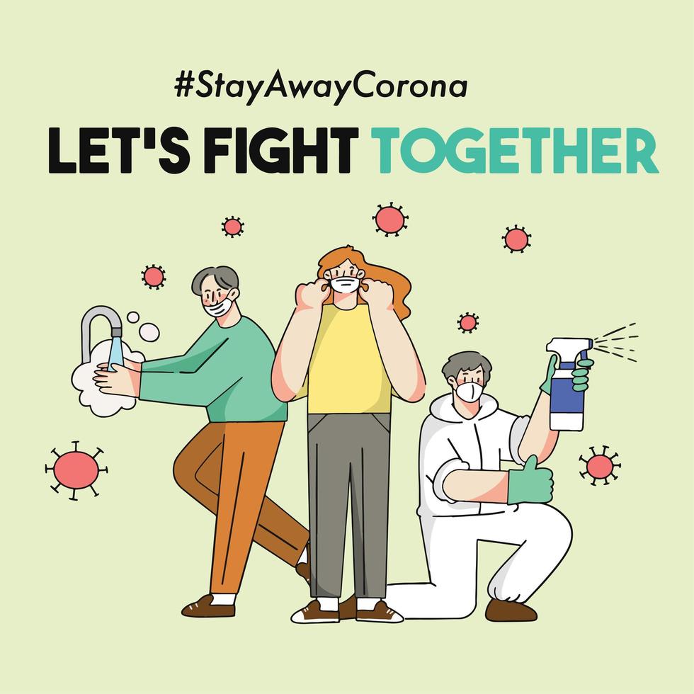 Lassen Sie uns gemeinsam das Konzept der Corona-Covid-19-Pandemie bekämpfen vektor