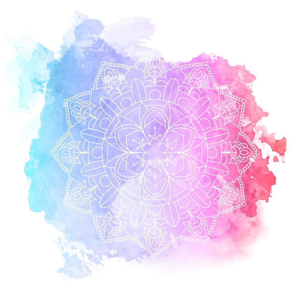 dekoratives Mandala-Design auf Aquarellbeschaffenheit vektor