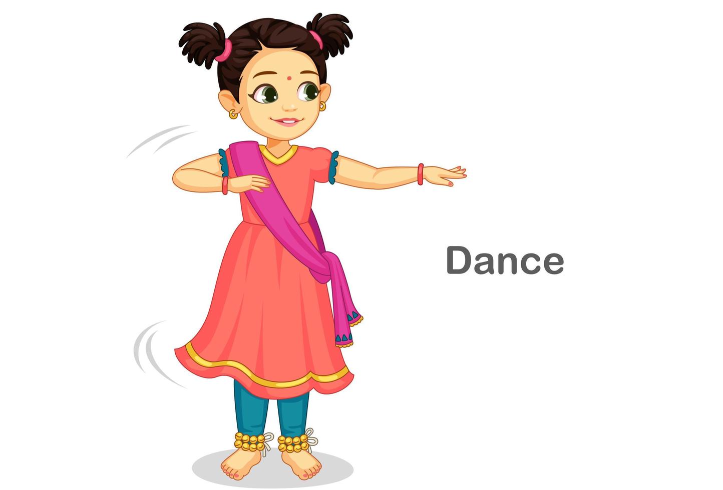 vacker söt liten flicka som dansar indisk klassisk dans vektor