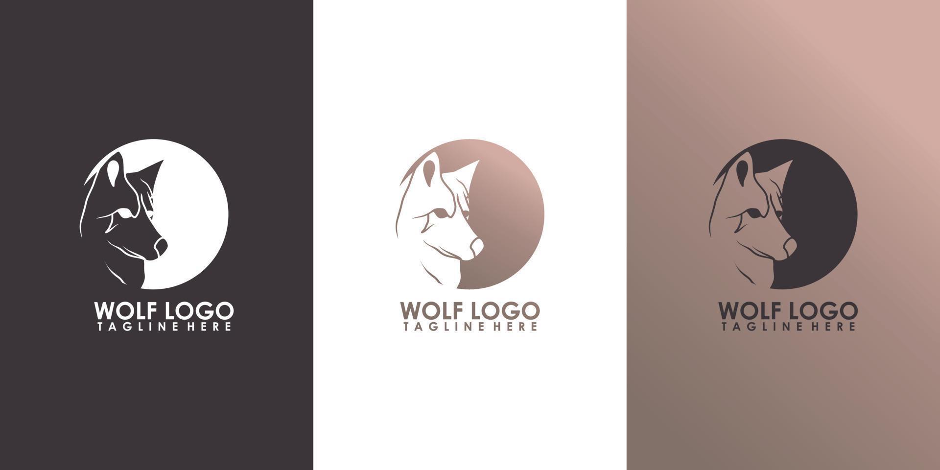 modernes flaches Wolf-Logo-Design mit kreativem Konzept-Premium-Vektor vektor