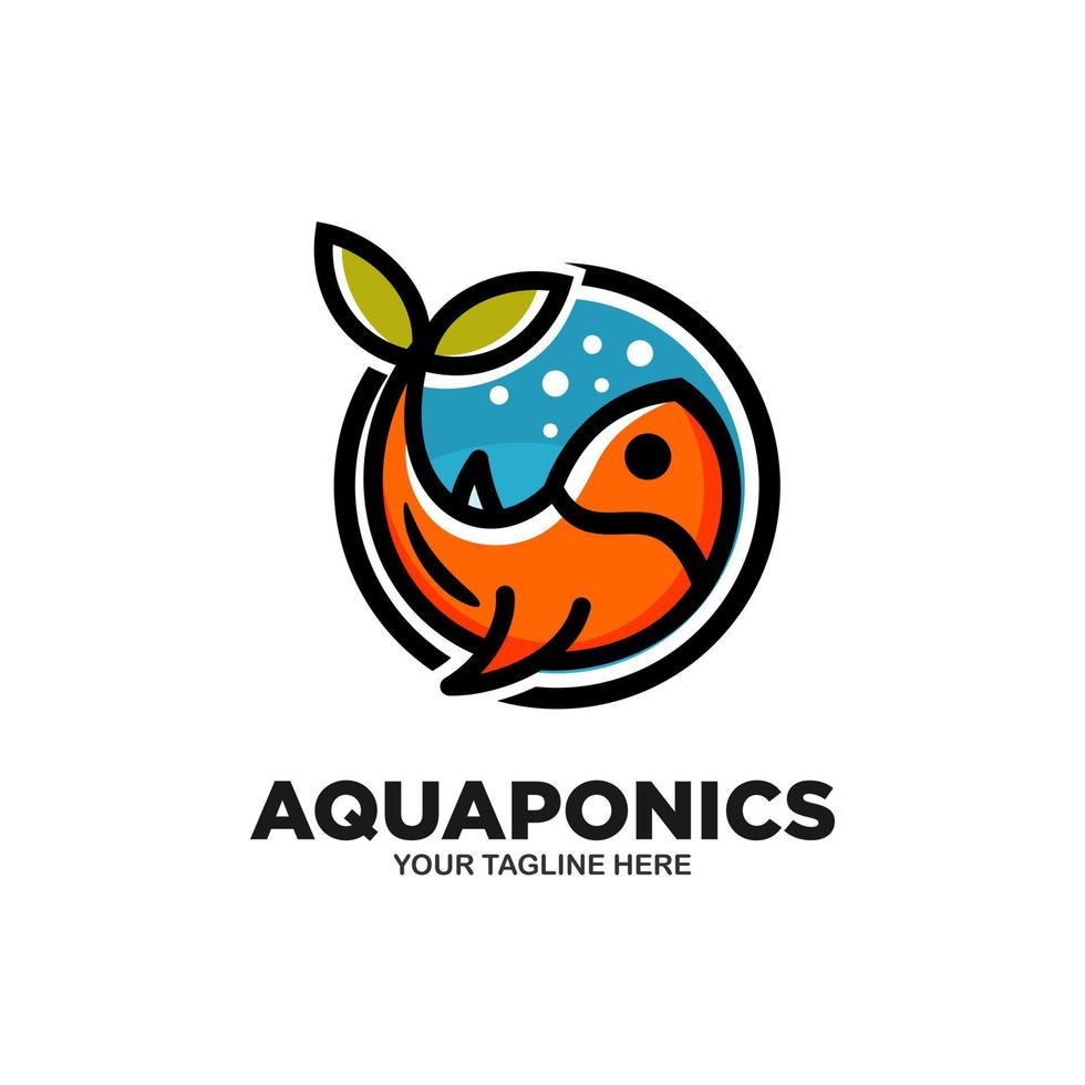 aquaponics logotyp vektor mall