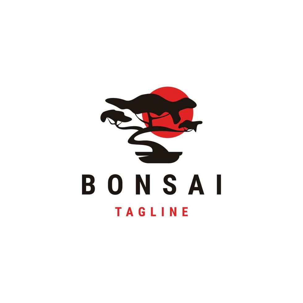 bonsai-logo-design-vorlage flache vektorillustration vektor