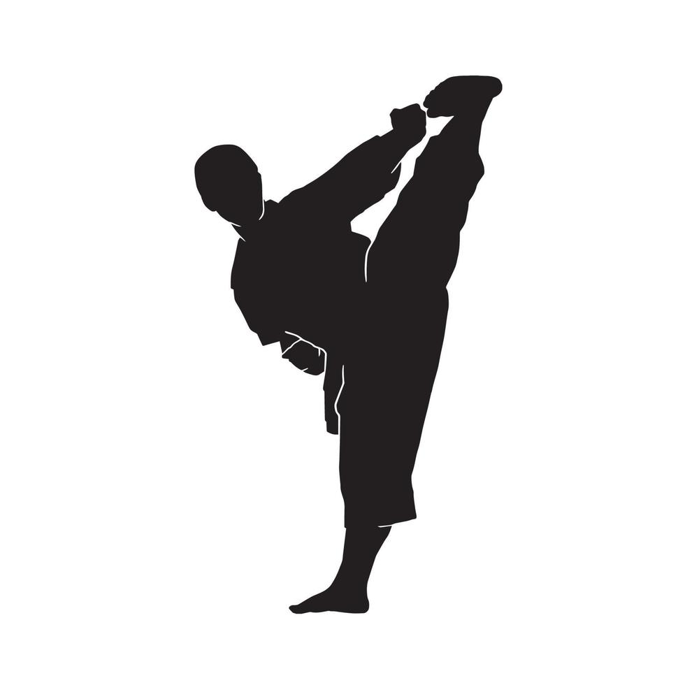 junge Frau Karate Kata Martial Arts Athlet Vektorsilhouette auf weißem Hintergrund vektor