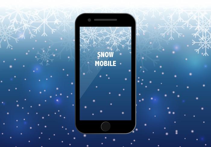 Smart Phone Mit Schnee Saison Hintergrund vektor