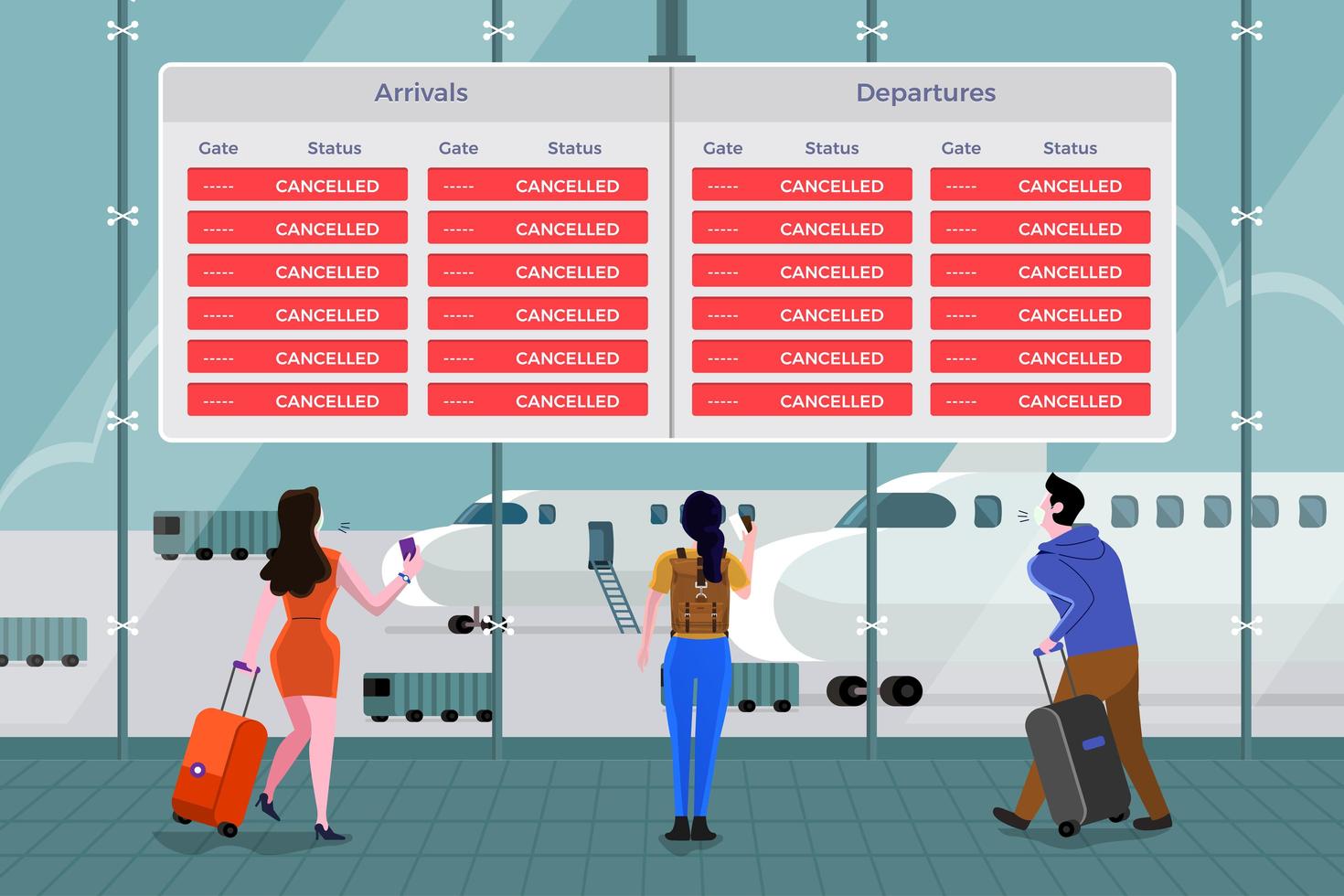 flygplatsen förbjuder passagerare vektor