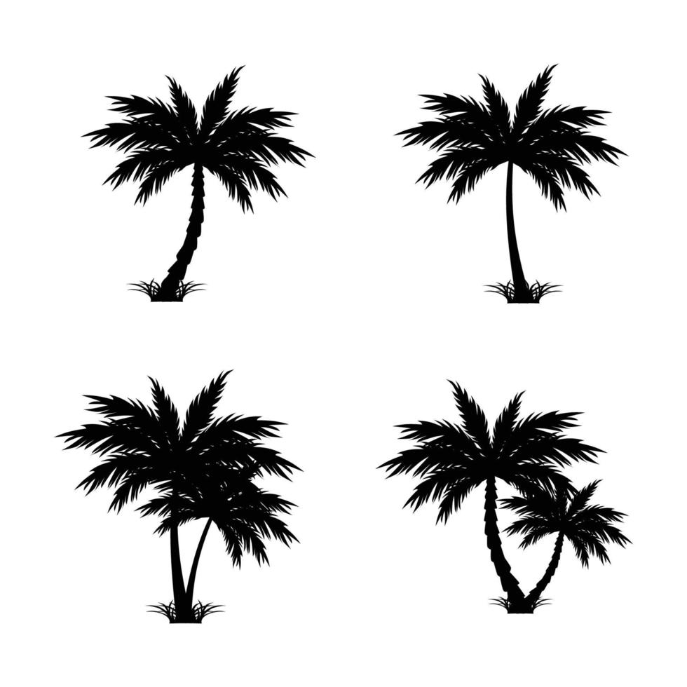 satz tropischer palmenschattenbildvektor vektor