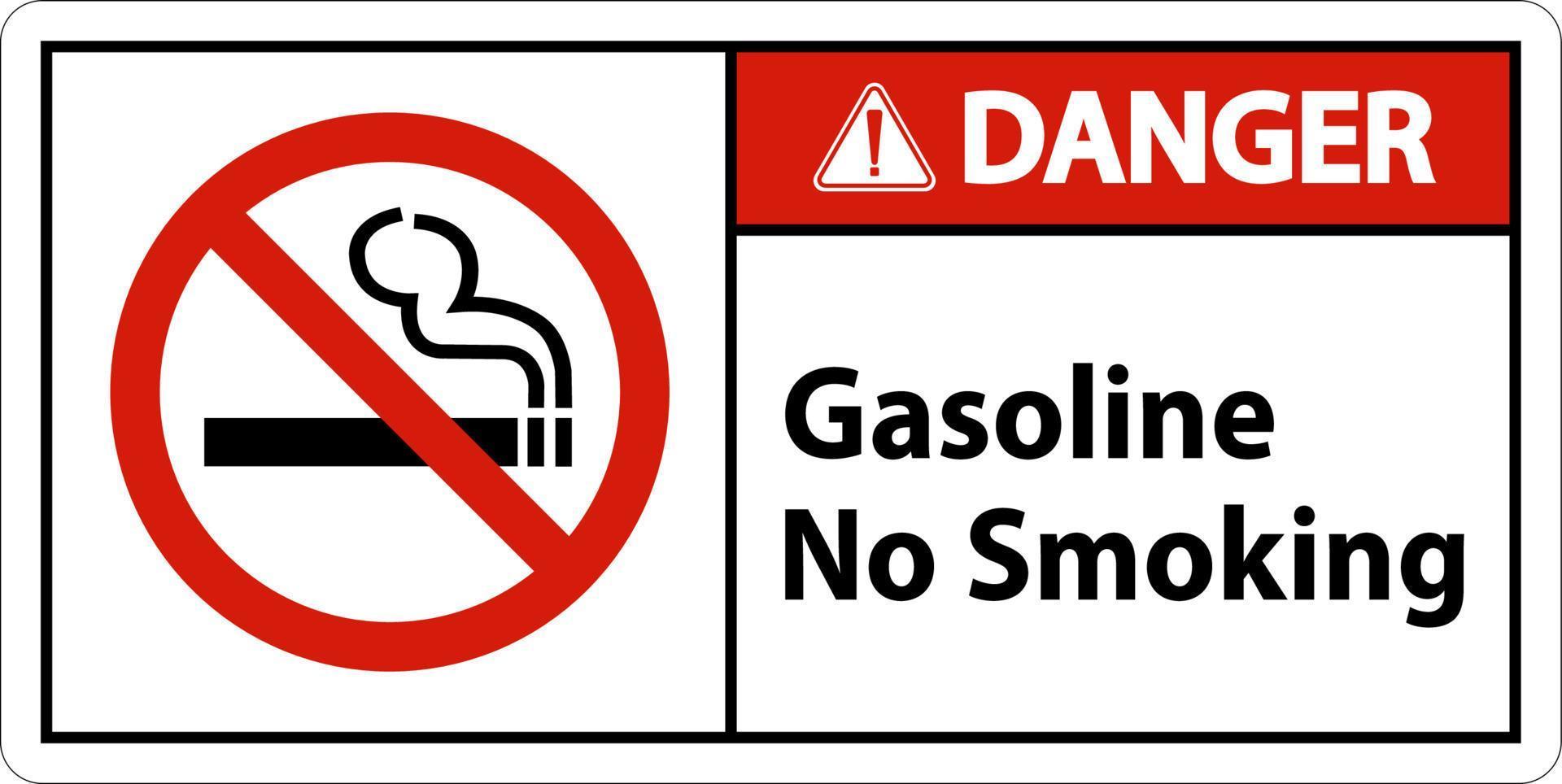 Gefahr Benzin Nichtraucherzeichen auf weißem Hintergrund vektor