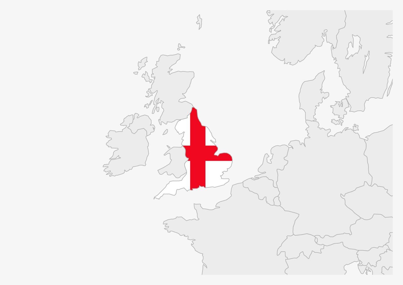 England Karta markerad i England flagga färger vektor