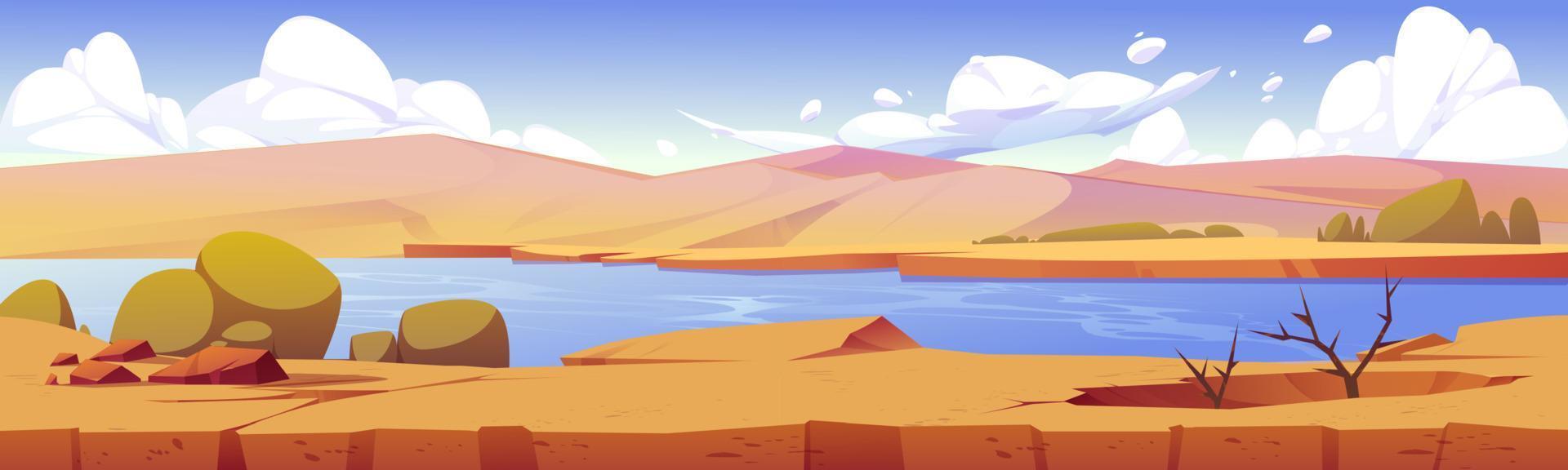 Landschaft auf Spielebene der afrikanischen Wüste mit Oase vektor