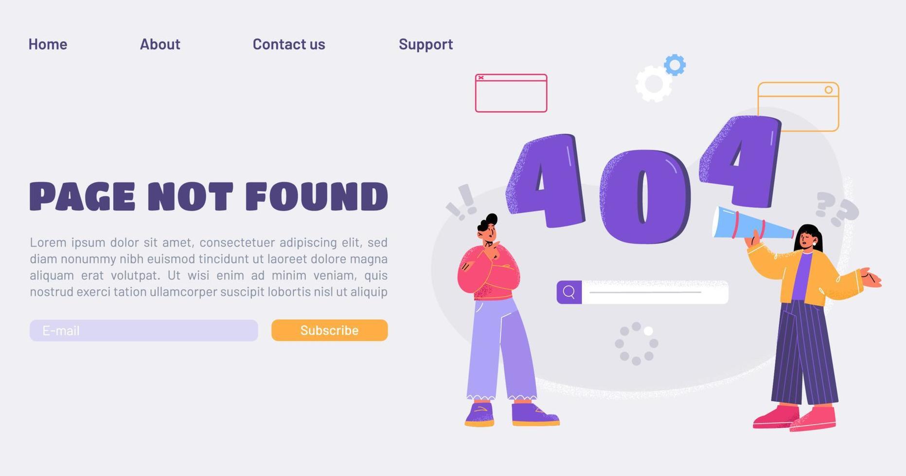 Fehler 404 Seite nicht gefunden Landing-Vektor-Web-Banner vektor