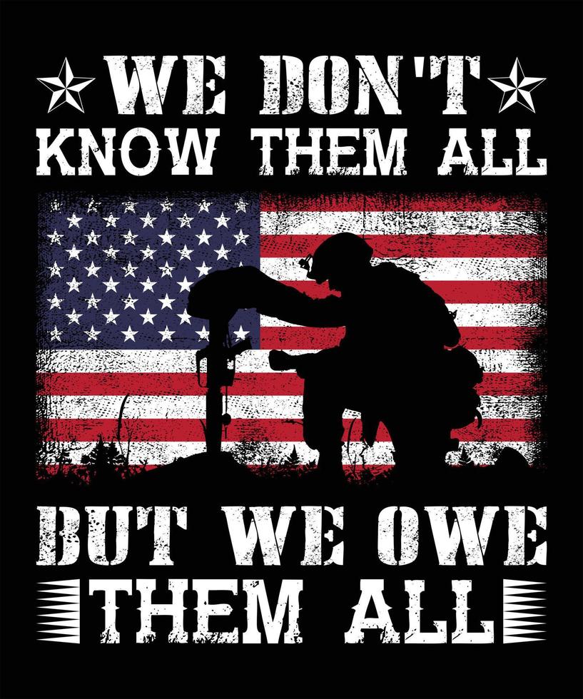 veteran- amerikan armén soldat, oss militär minnesmärke dag vektor t-shirt