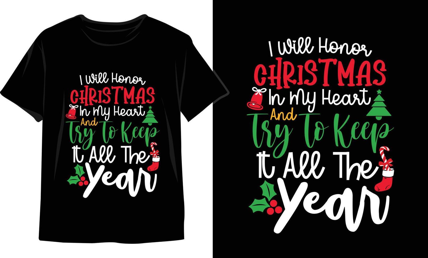 Weihnachts-T-Shirt-Design. Weihnachts-Vektorgrafiken. T-Shirt-Design vektor