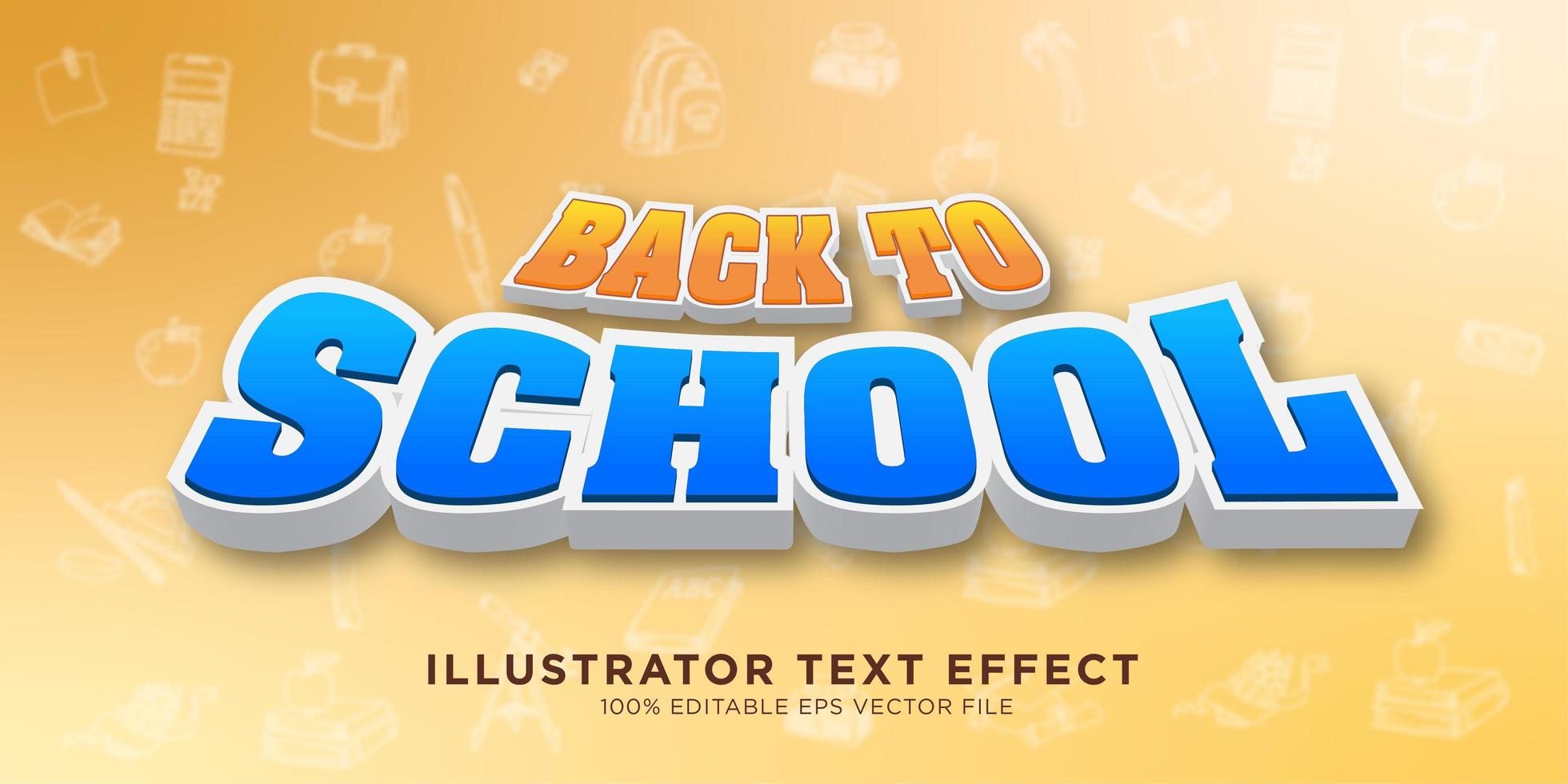 tillbaka till skolan text effekt design vektor