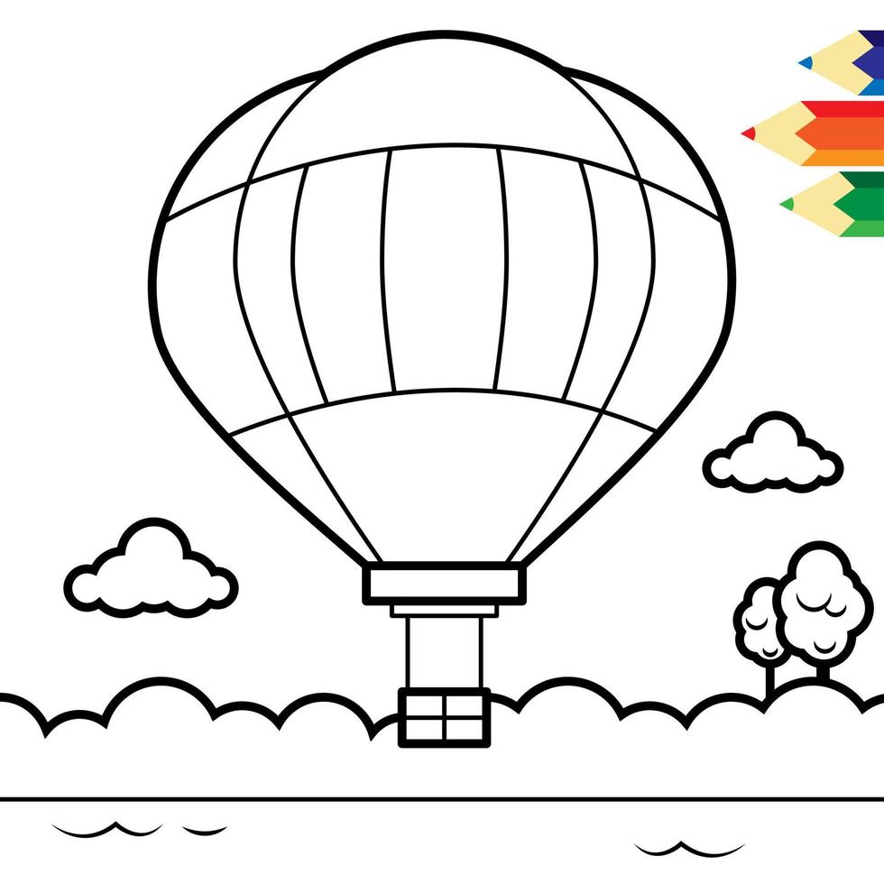 färg sida av varm luft ballong vektor