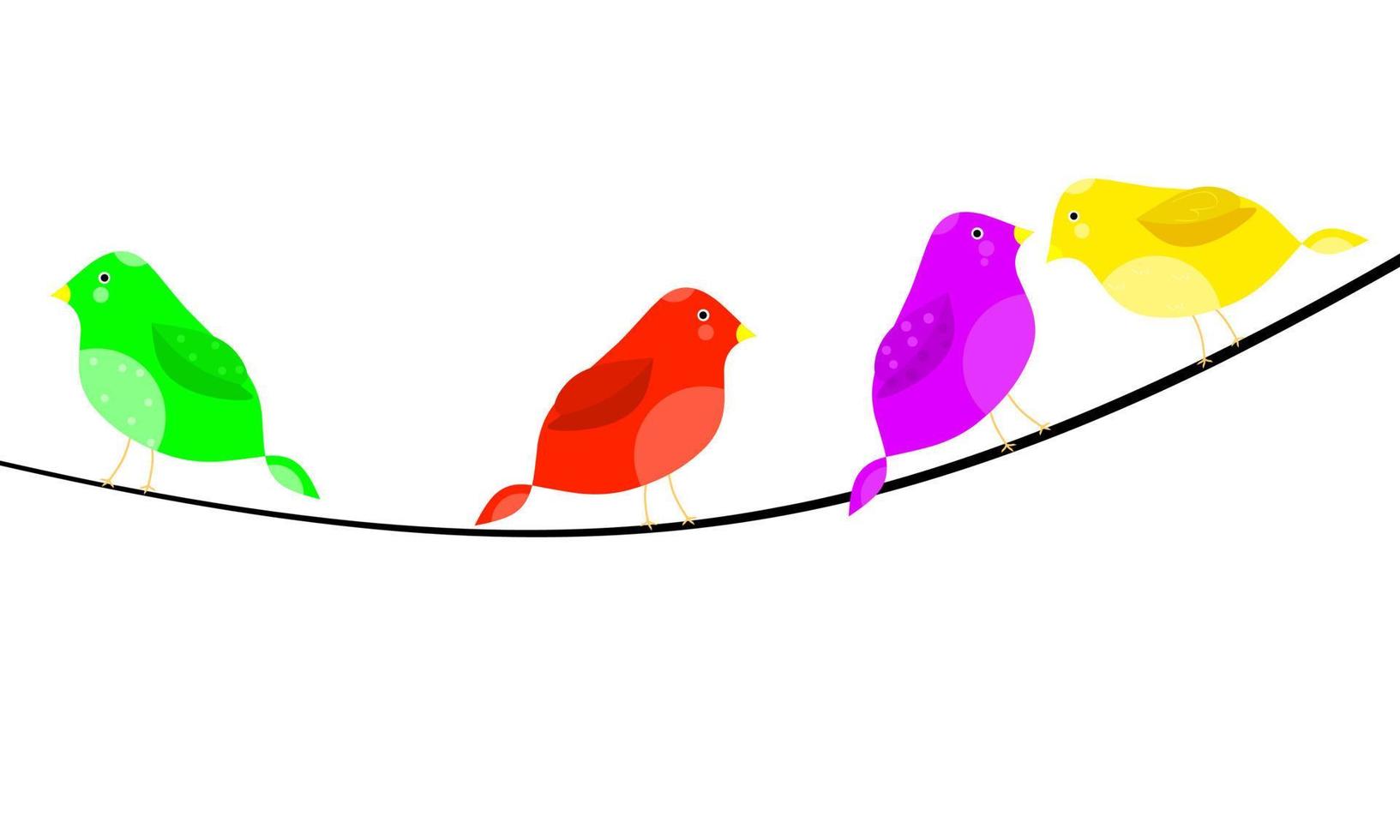 vektorillustration eines netten bunten vogels, der auf einem kabel sitzt. isoliert auf weißem Hintergrund. ideal für Kinderbuchumschläge und Poster über Tiere vektor