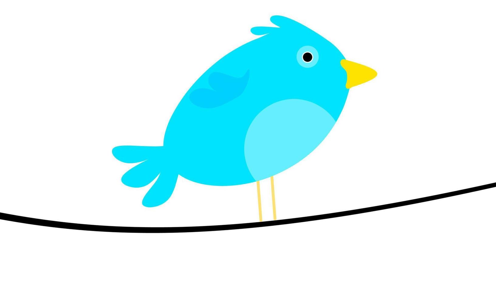 söt blå fågel Sammanträde på kabel. begrepp av en fågel Sammanträde på en tråd isolerat på en vit bakgrund. bra för barns bok omslag och fågel webb logotyper. vektor illustration