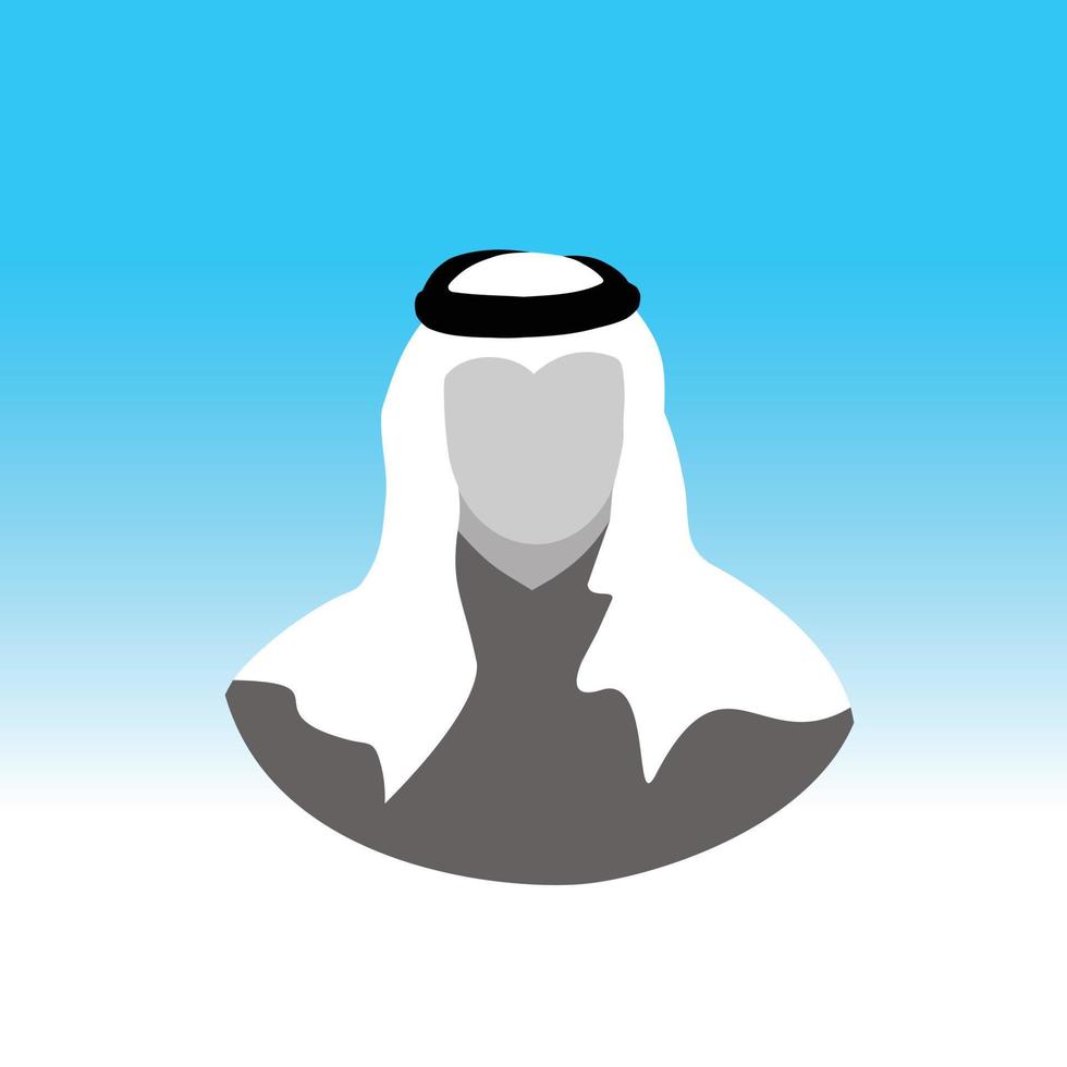 flache illustration des arabischen mannes mit seiner weißen kopfbedeckung vektor