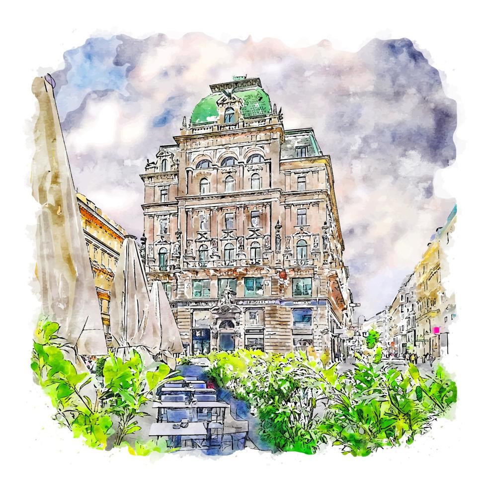 wien österreich aquarell skizze handgezeichnete illustration vektor