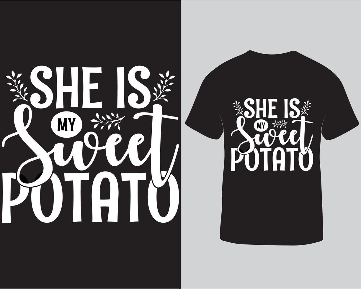 hon är min ljuv potatis grafisk tshirt design proffs ladda ner vektor