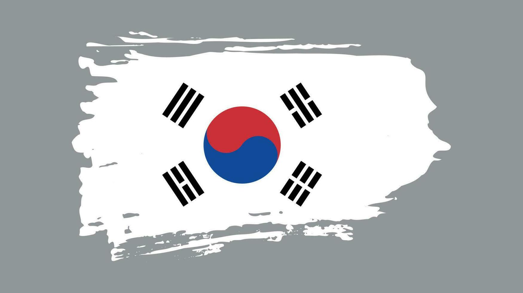 handgemalter abstrakter südkorea-weinlese-flaggenvektor vektor