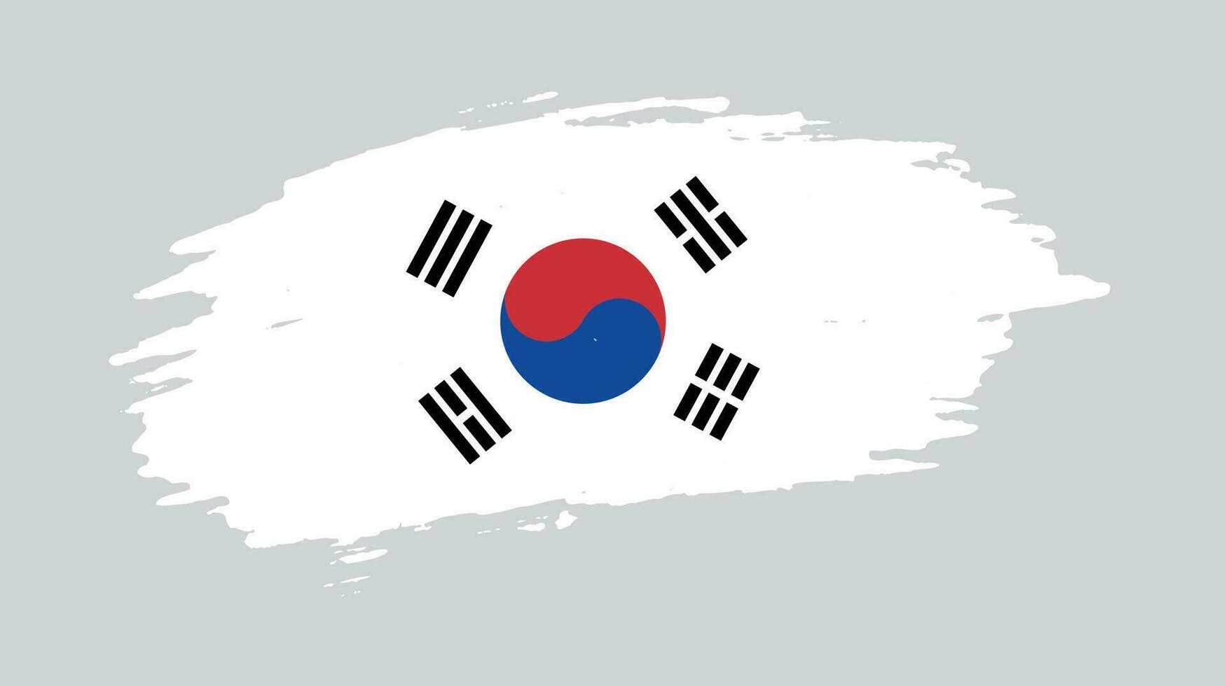årgång stil hand måla söder korea flagga vektor