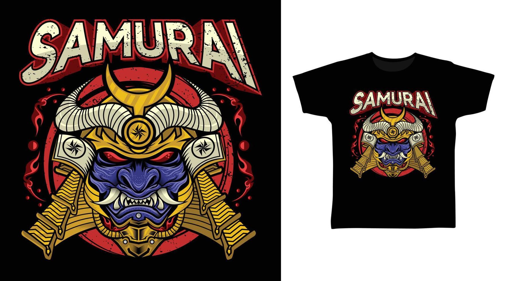 Samurai-Oni-Maske detailliertes Vektorillustrationsdesign vektor