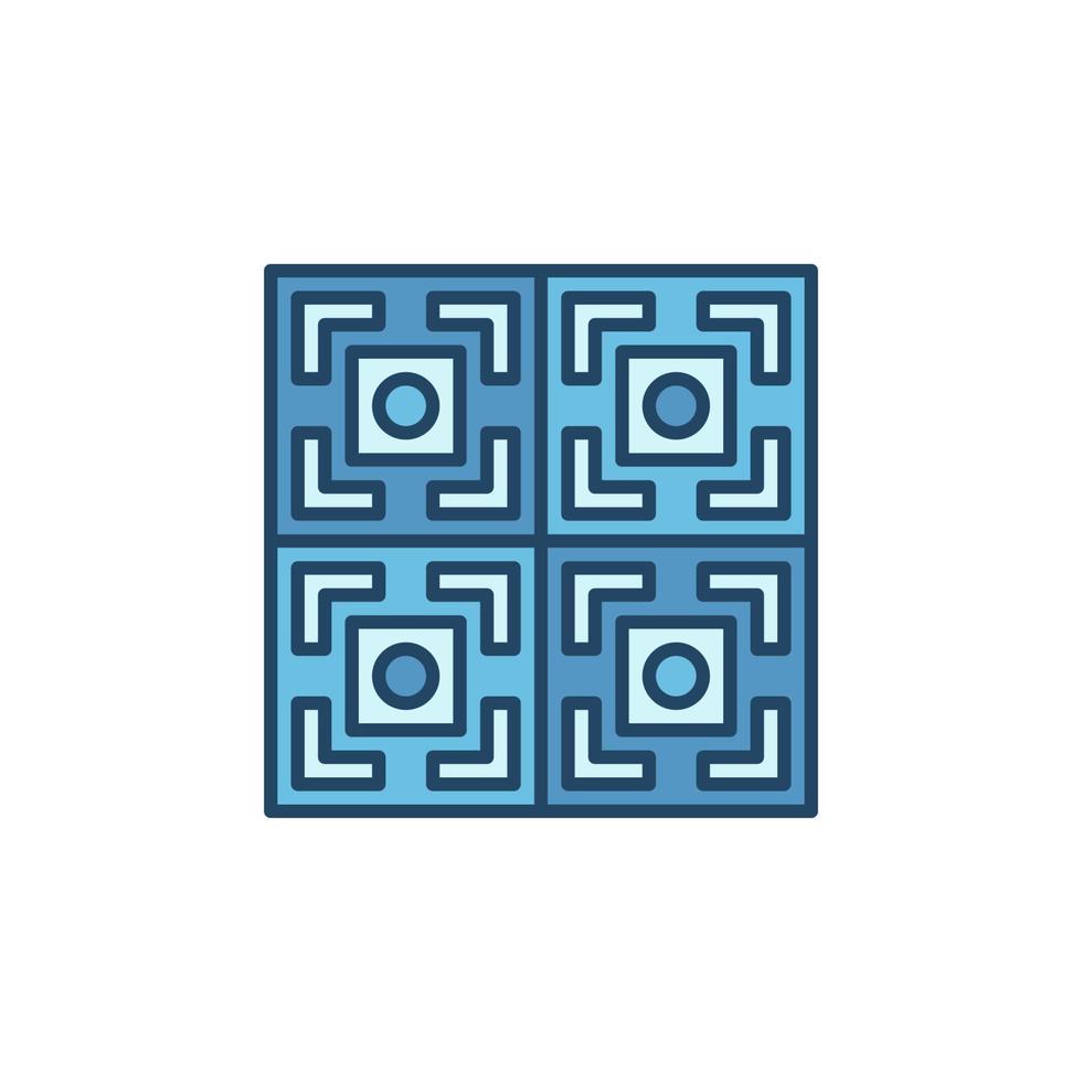 vier Fliesen mit geometrischem Texturvektorkonzept blaues Symbol vektor