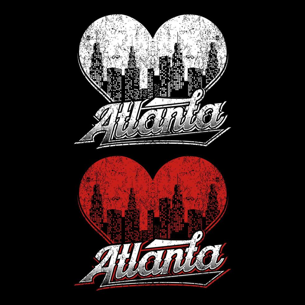 neues design atlanta mit herz skyline vektordesign vektor