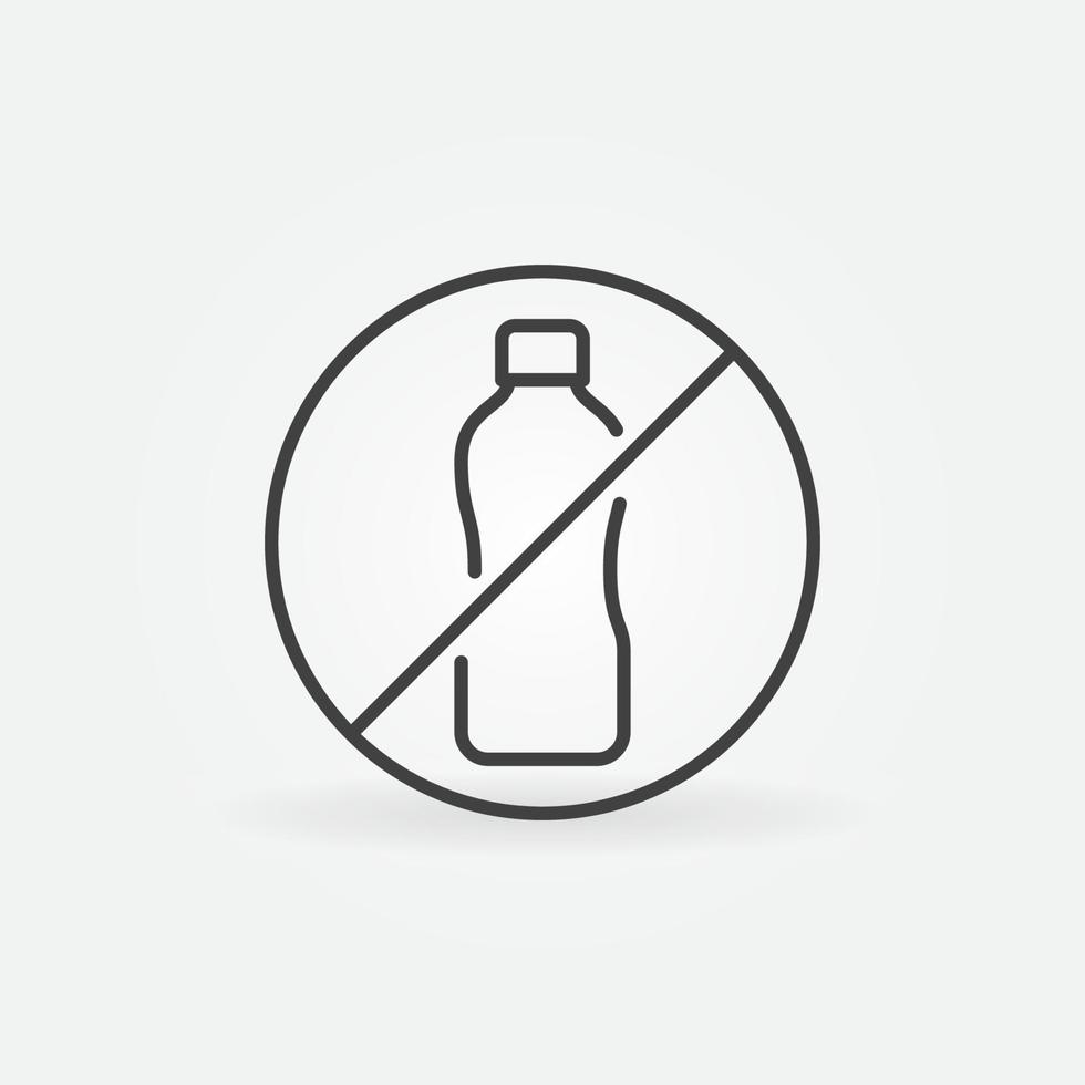 inte tillåten plast flaska vektor tunn linje begrepp ikon