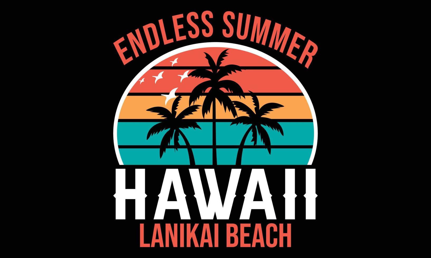 sommer hawaii strand abenteuer vektorillustration und buntes t-shirt design vektor