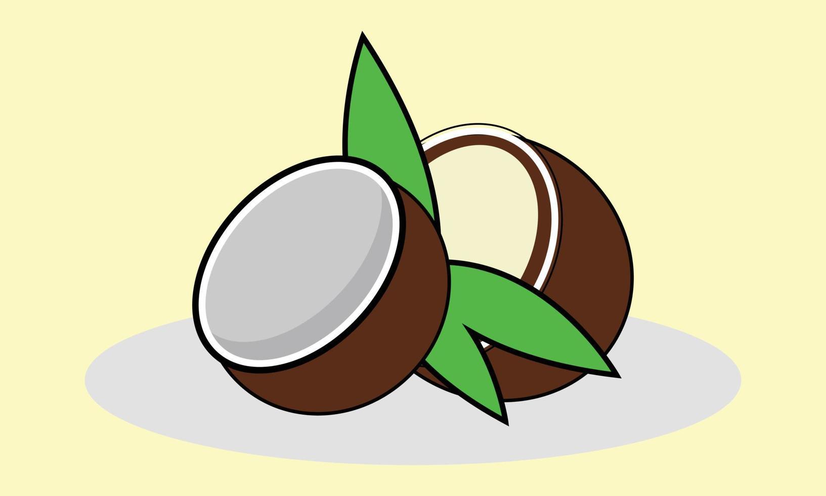 Kokosnussfruchtikone und Vektorillustrationen, die grüne Kokosnussfruchtikone kreative Kinder und grüne Kokosnussfruchtikonenthemavektorillustration. vektor