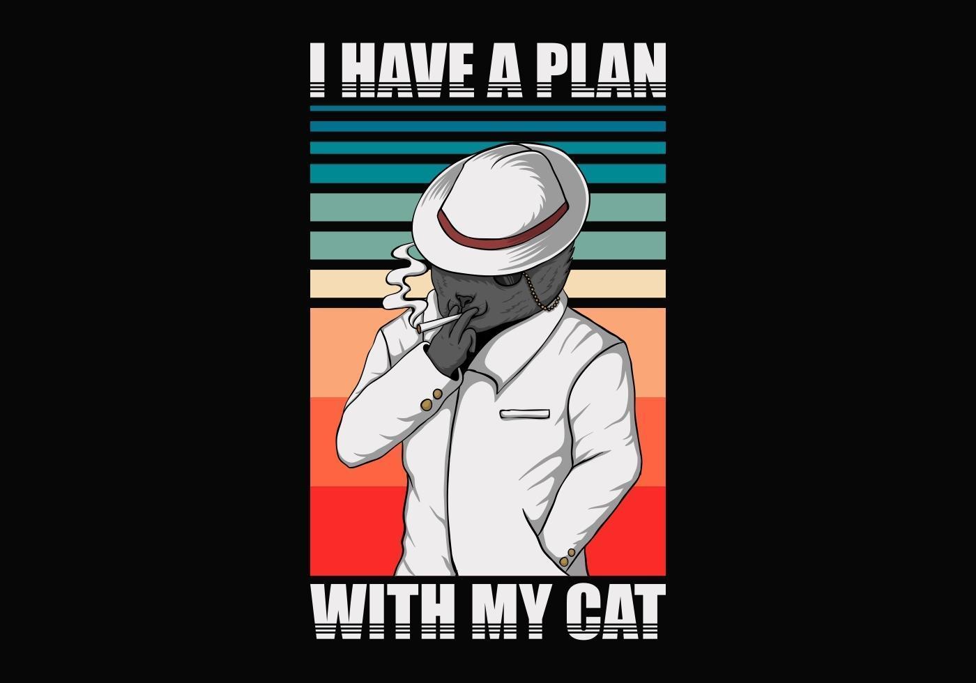 plan med katt retro illustration vektor