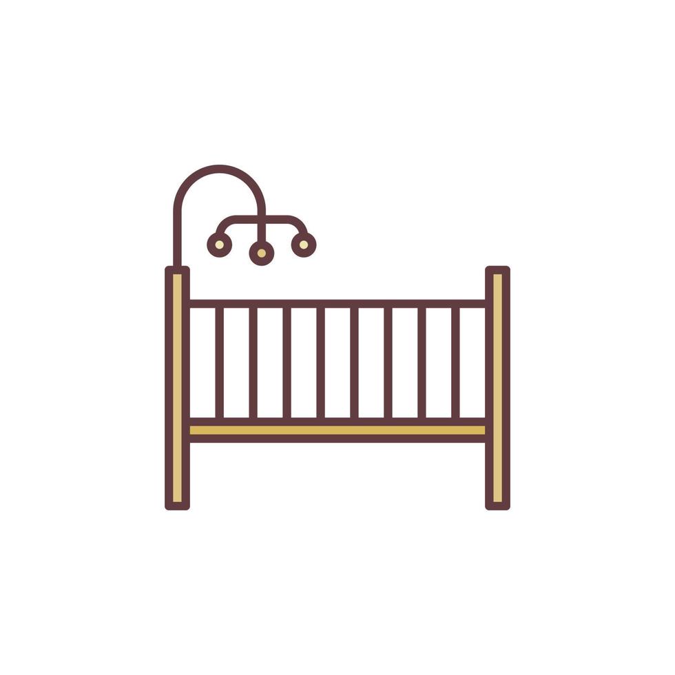 farbiges Symbol für das Vektorkonzept des Säuglingsbetts. Kinderbett kreatives Zeichen vektor