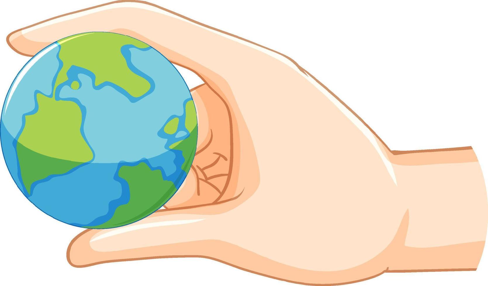 Hand hält Globus isoliert vektor