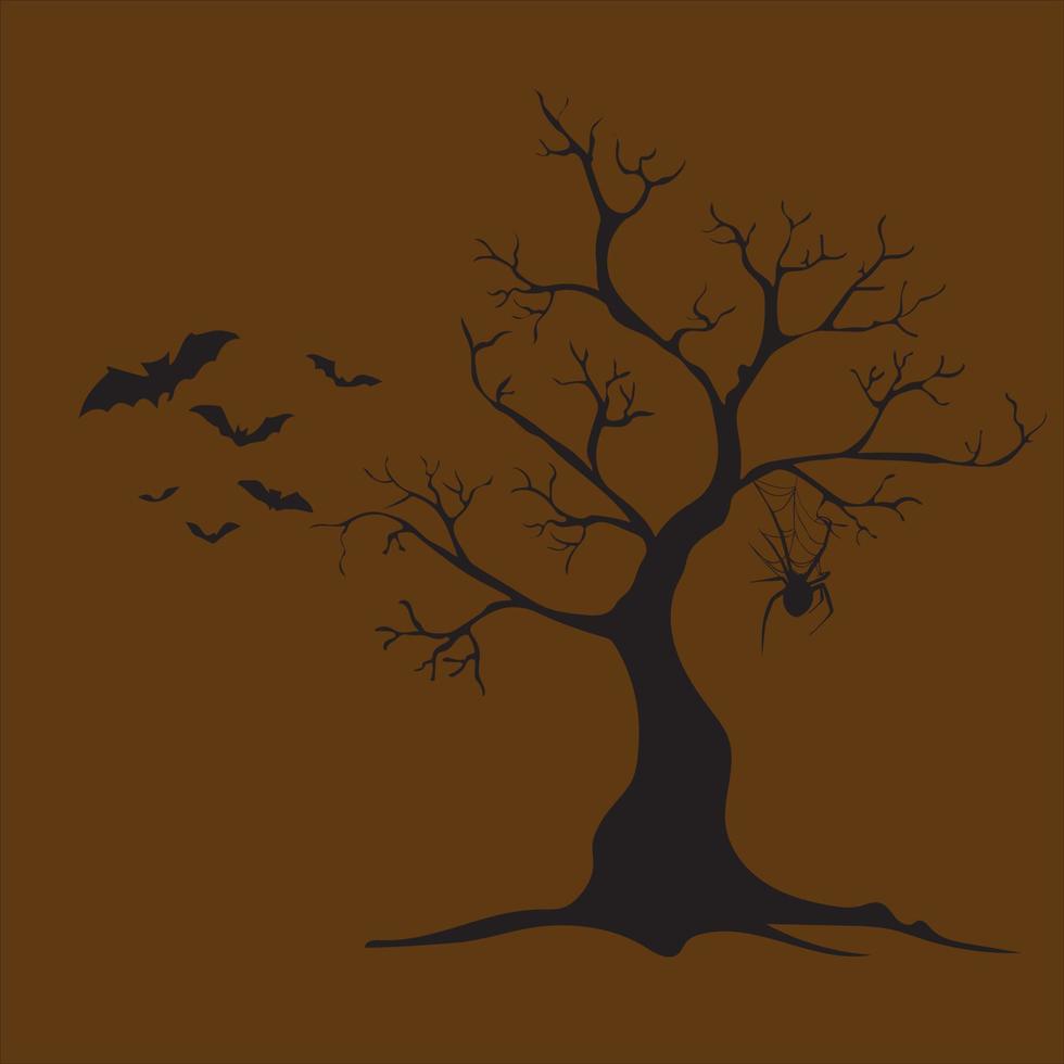 svart träd silhuett på brun bakgrund. vektor