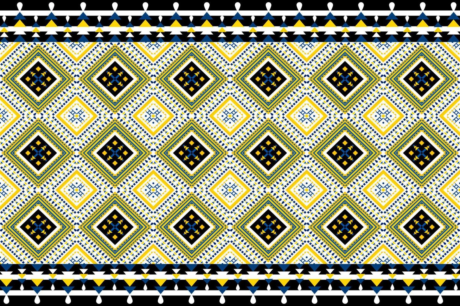 aztekisches stoffmuster textur design. gelb schwarz blau textilfliesenboden, teppich, kissenbezug. Stammes-nahtloses Mosaik. vektor