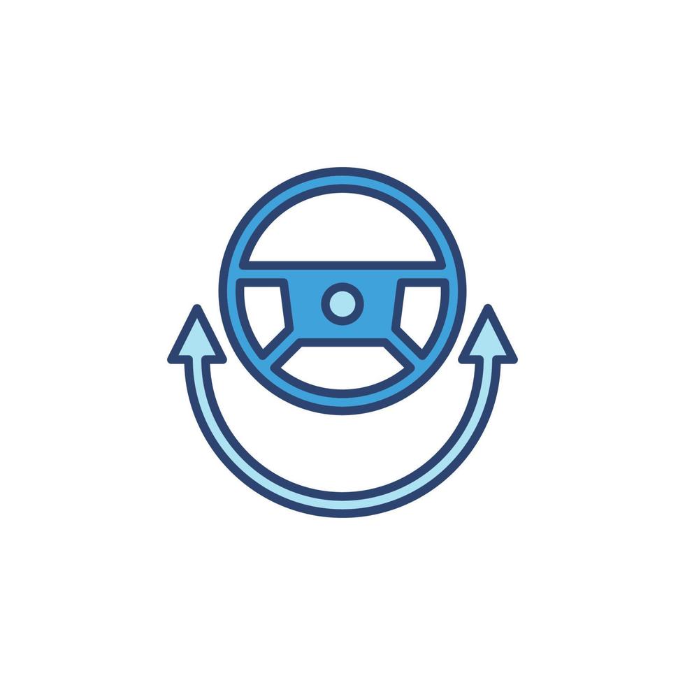 Lenkrad und Pfeil Vektor blaues Konzeptsymbol
