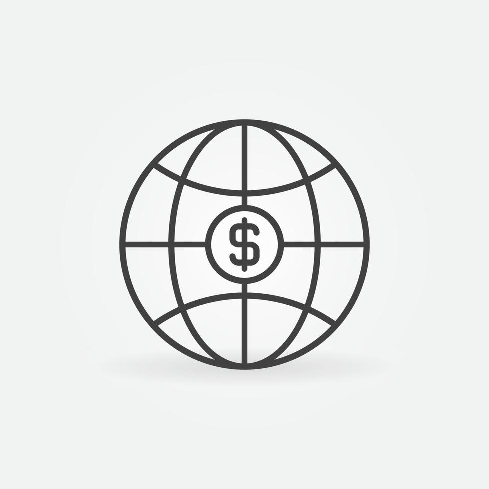 Erdkugel mit Dollarzeichen Vektor Konzept Symbol