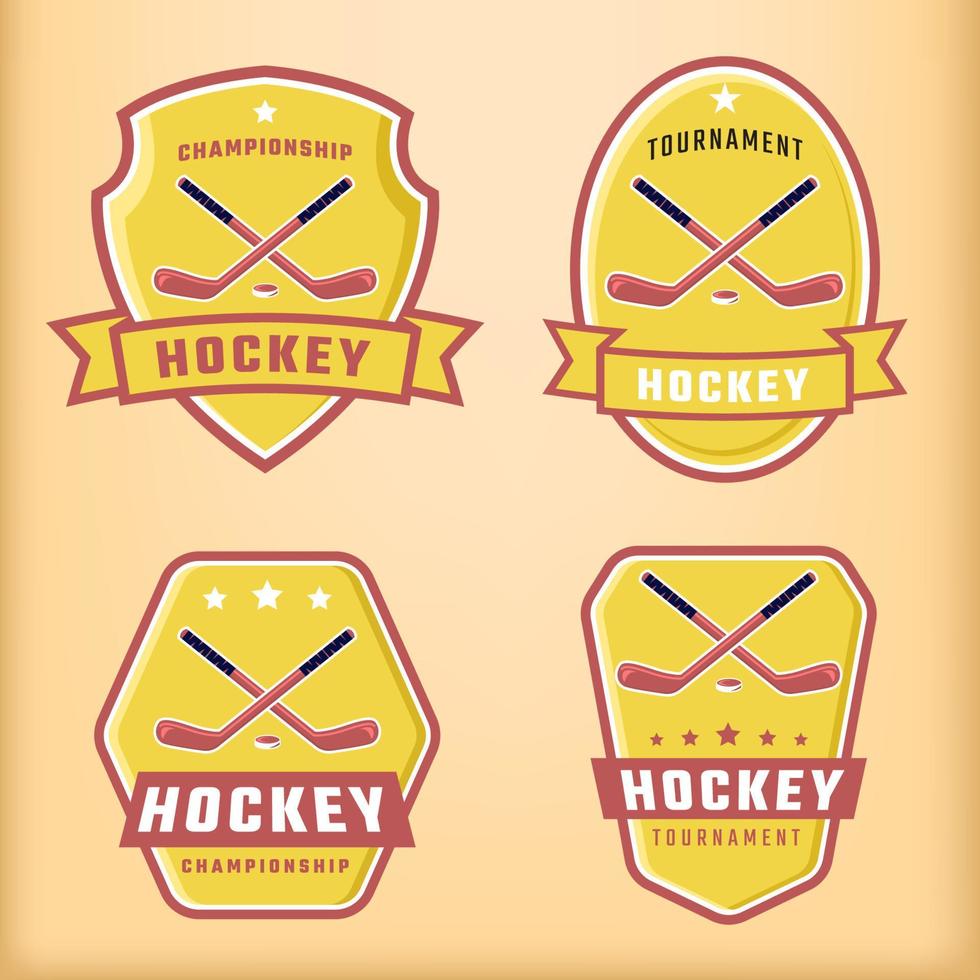 Häftigt hockey sporter emblem samling vektor