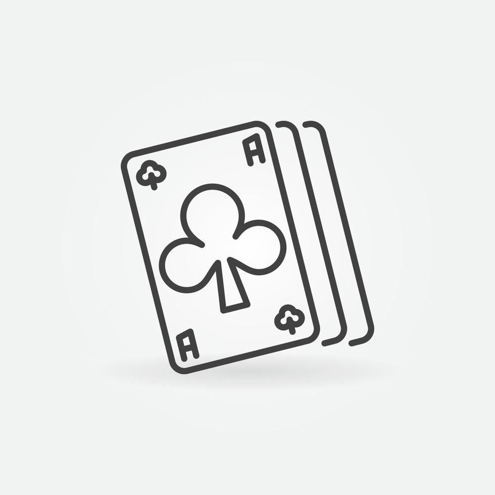 ess av klubbar linjär ikon. vektor poker begrepp symbol