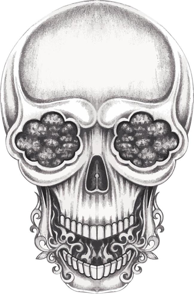 konst overkligt skalle. hand teckning och göra grafisk vektor. vektor