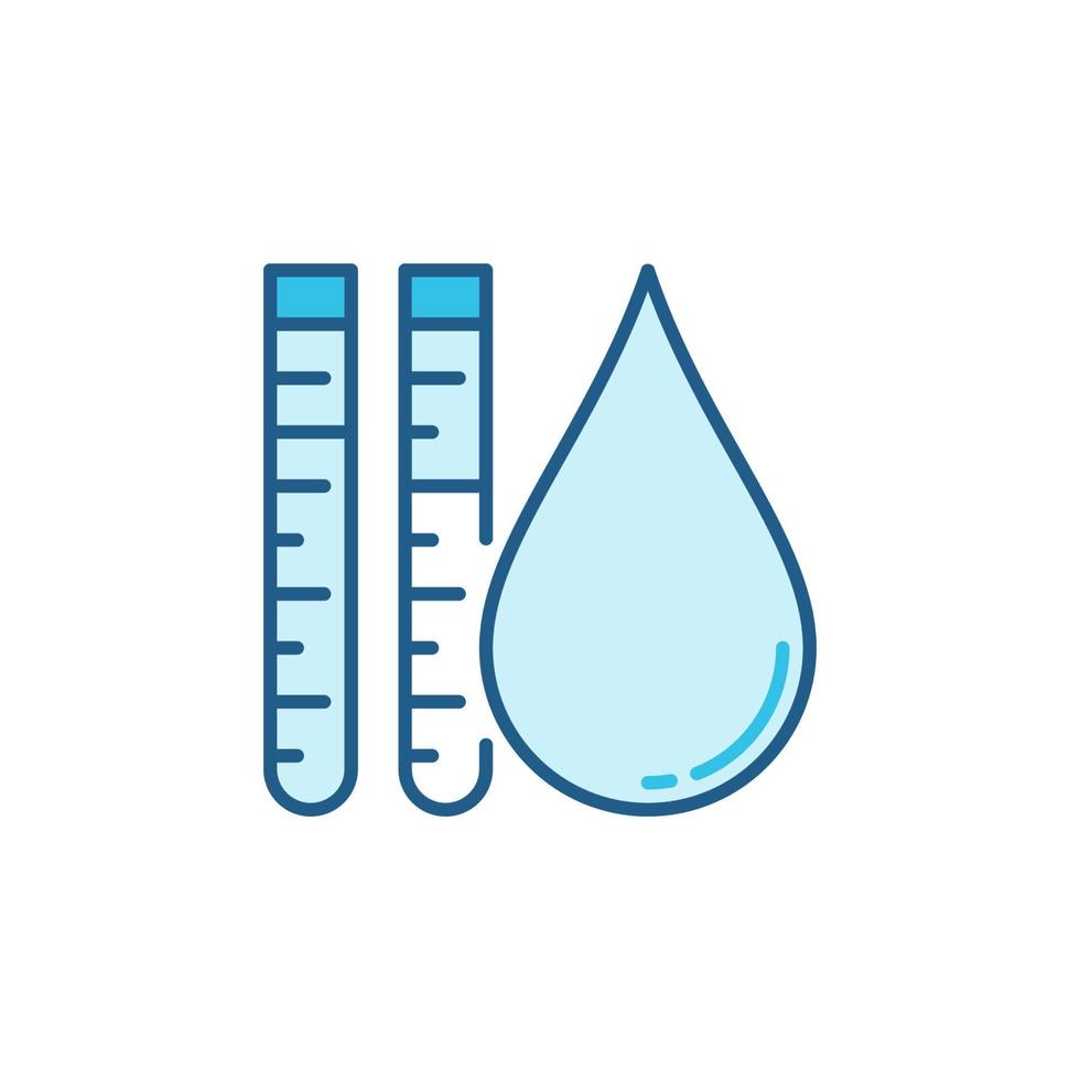 Reagenzgläser und farbiges Symbol für das Vektorkonzept des Wassertropfens vektor