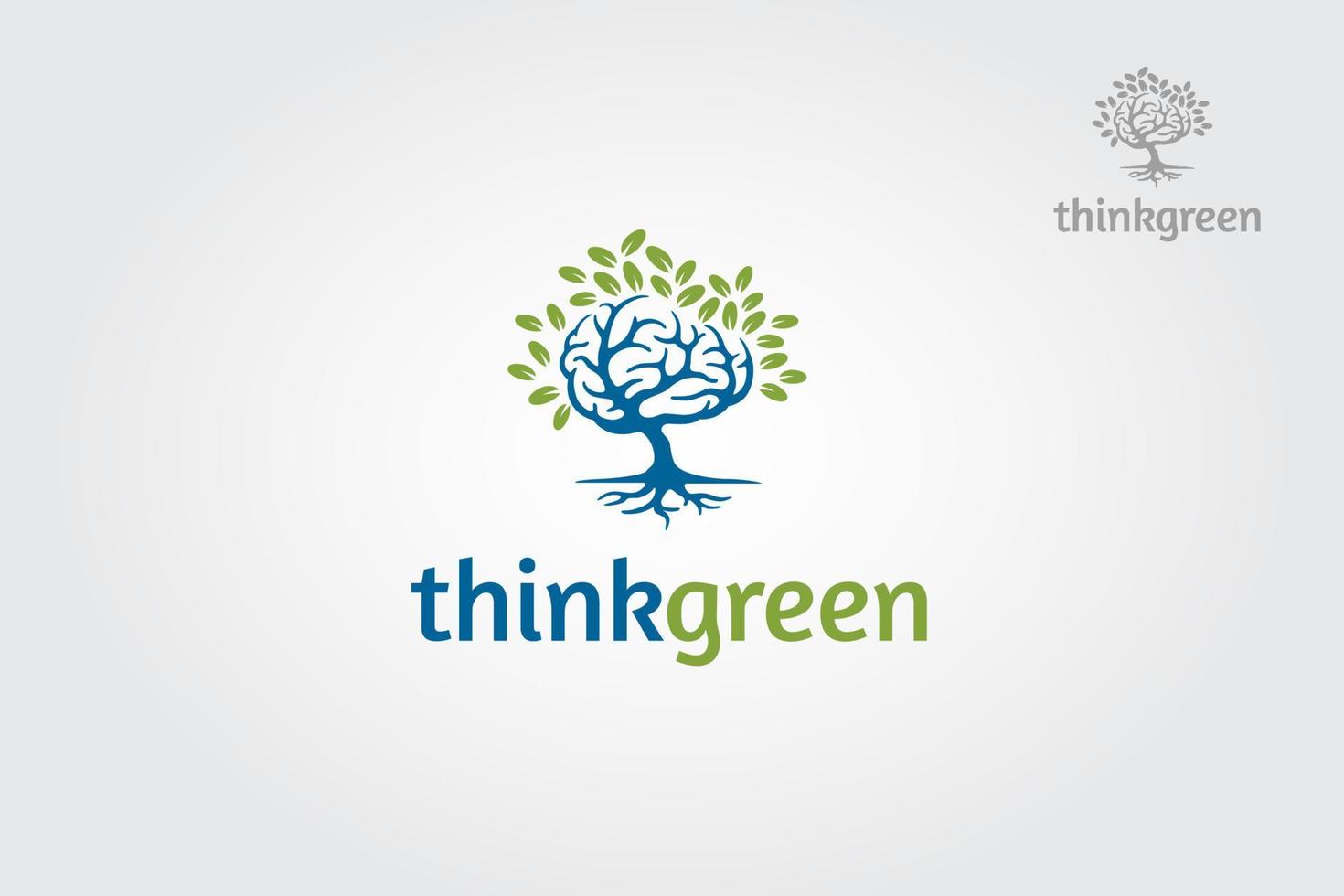 thinkgreen-Vektor-Logo-Illustration. Dieses Logo eignet sich hervorragend für Agenten, Büros, Ökokonzepte, Beratungsdienste, Service-Apps oder andere Unternehmen. vektor