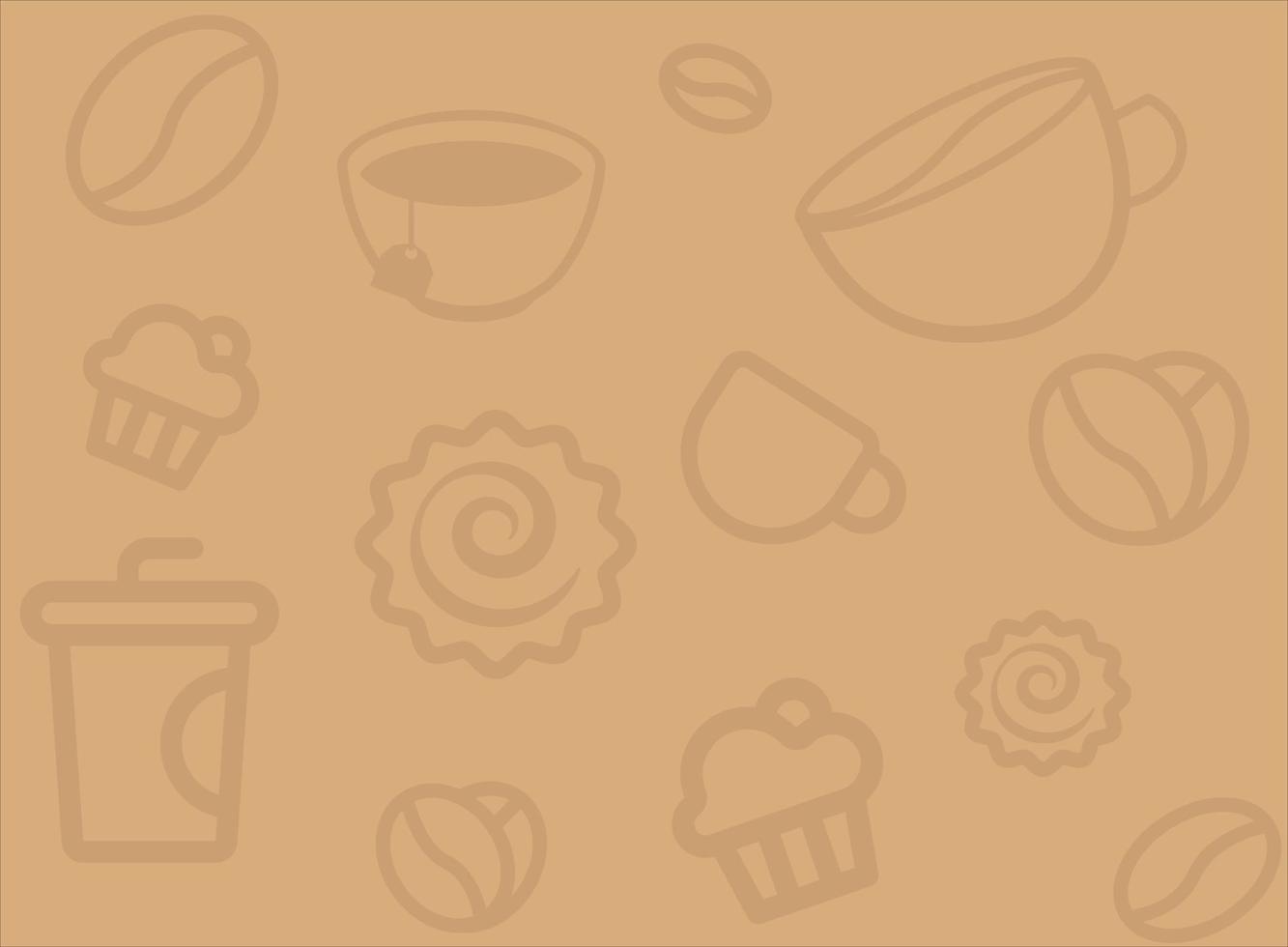 Musterdesign Kaffee mit Brötchen und Tee. Vektor-Cover-Illustration vektor