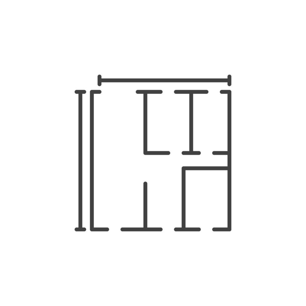 Symbol für den Vektorumriss des Hausplans. Entwurfssymbol für dünne Linien vektor
