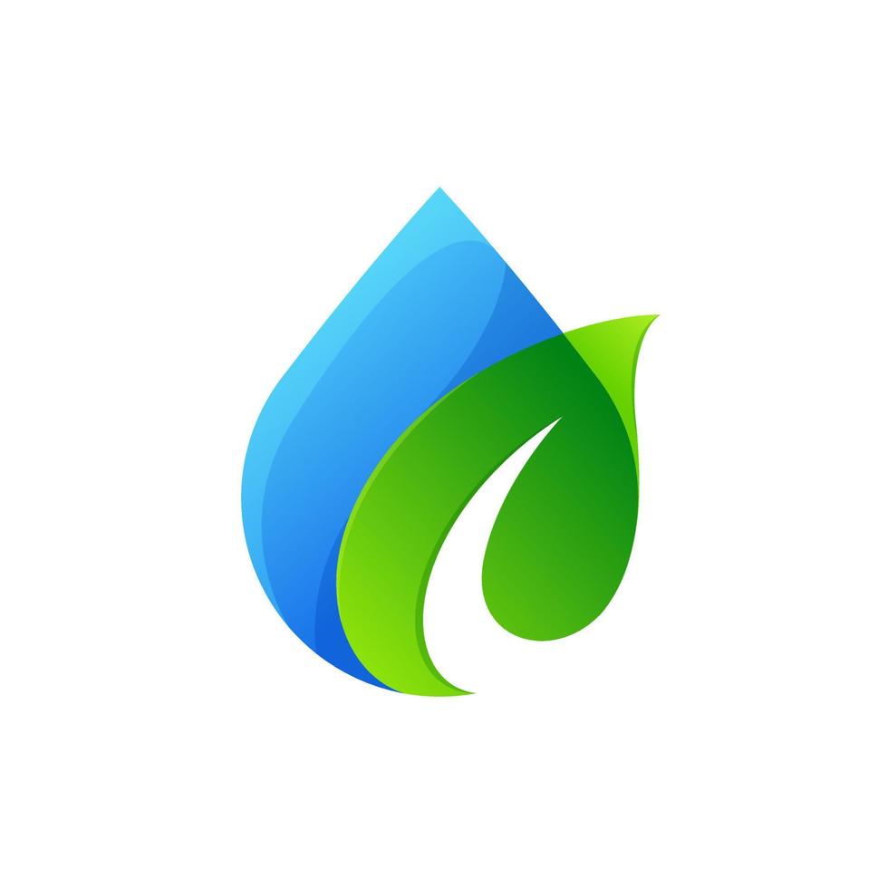 abstrakt vatten släppa och grön blad logotyp form symbol natur logotyp vektor